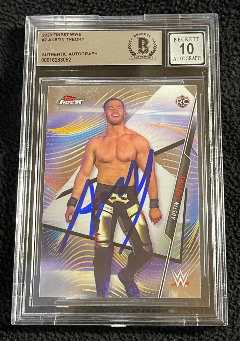 Austin Theory Signed 2020 Finest WWE Rookie Card #7 BAS Certified Auto Grade 10