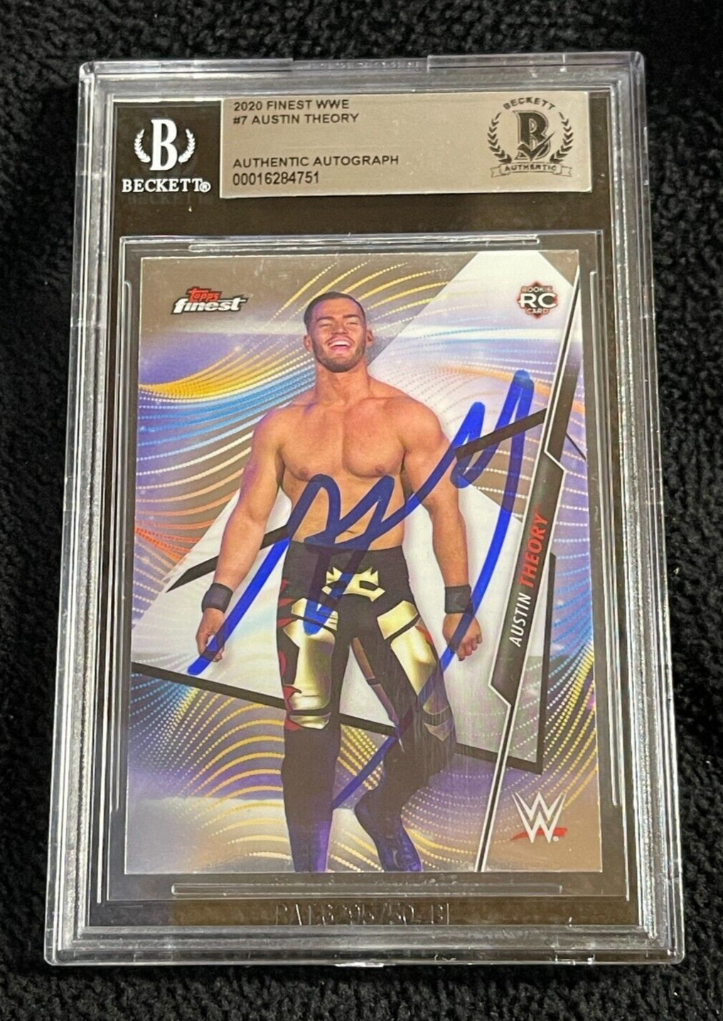 AUSTIN THEORY SIGNED 2020 FINEST WWE ROOKIE CARD #7 BAS CERTIFIED COLLECTIBLE MEMORABILIA