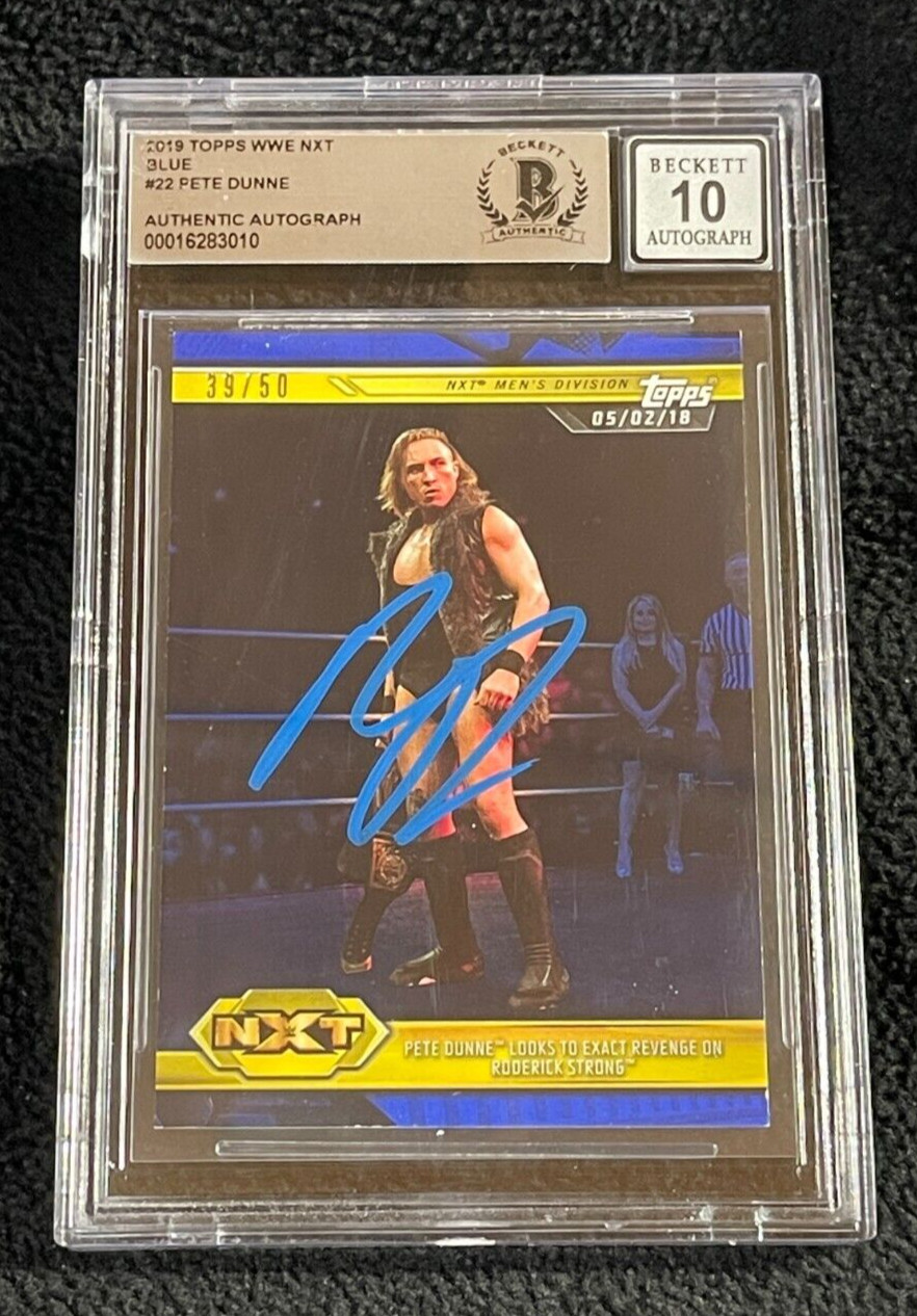 Pete Dunne Signed 2019 WWE NXT Blue Card #22 BAS Certified Auto Grade 10 Butch