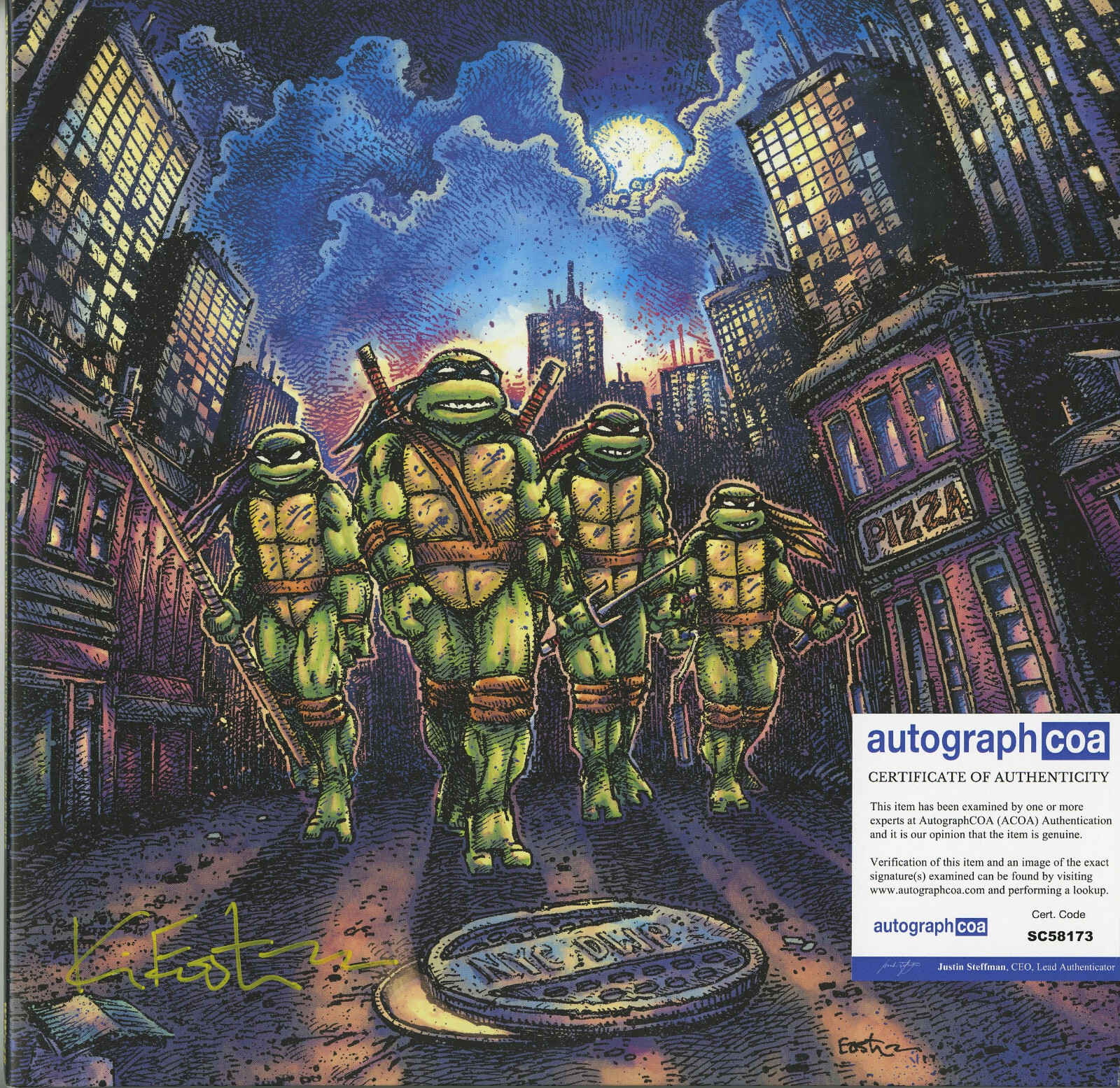KEVIN EASTMAN SIGNED NINJA TURTLES TMNT 1990 FILM VINYL SOUNDTRACK WAXWORKS ACOA COLLECTIBLE MEMORABILIA