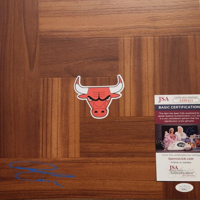 ALEX CARUSO SIGNED FLOORBOARD W/ JSA COA #AI99411 CHICAGO BULLS COLLECTIBLE MEMORABILIA