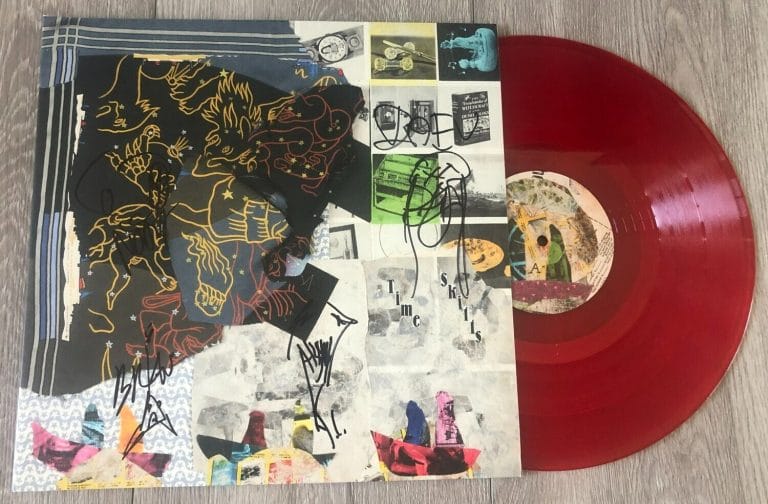 ANIMAL COLLECTIVE SIGNED AUTOGRAPH TIME SKIFFS RED VINYL LP ALBUM AVEY TARE +3 COLLECTIBLE MEMORABILIA