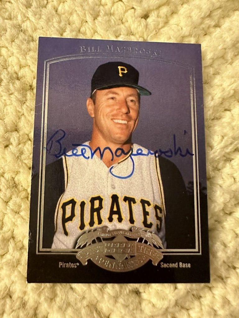 BILL MAZEROSKI SIGNED BASKETBALL TRADING CARD PITTSBURGH PIRATES COLLECTIBLE MEMORABILIA