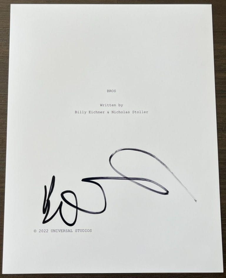 BILLY EICHNER SIGNED AUTOGRAPH BROS 147 PAGE FULL MOVIE SCRIPT & BECKETT BAS COA COLLECTIBLE MEMORABILIA