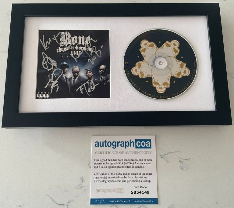 BONE THUGS N HARMONY X5 SIGNED UNI5 THE WORLD’S ENEMY FRAMED CD AUTOGRAPH COA COLLECTIBLE MEMORABILIA