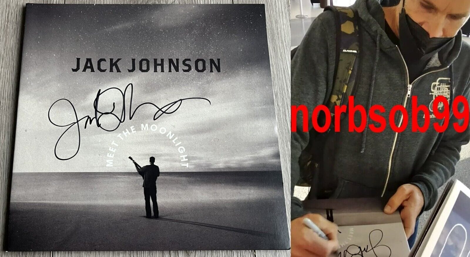JACK JOHNSON SIGNED MEET THE MOONLIGHT VINYL LP w/EXACT PROOF & BECKETT COA