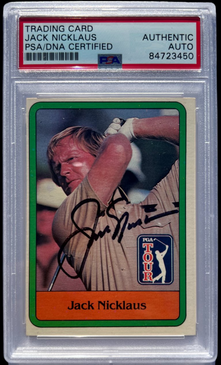JACK NICKLAUS SIGNED 1981 DONRUSS GOLF ROOKIE CARD #13 RC MASTERS PSA/DNA COLLECTIBLE MEMORABILIA