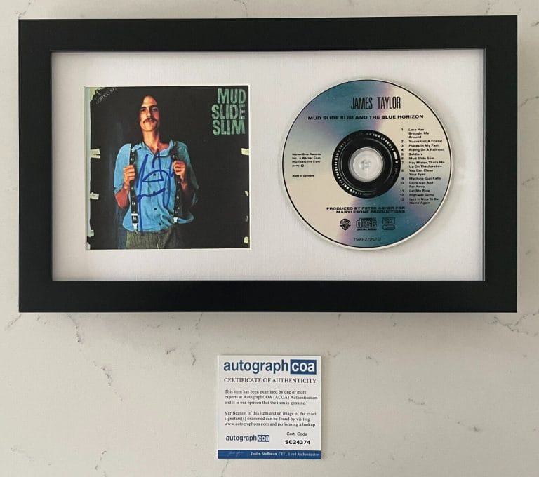 JAMES TAYLOR SIGNED MUD SLIDE SLIM FRAMED & MATTED CD W/PROOF AUTOGRAPH COA ACOA COLLECTIBLE MEMORABILIA
