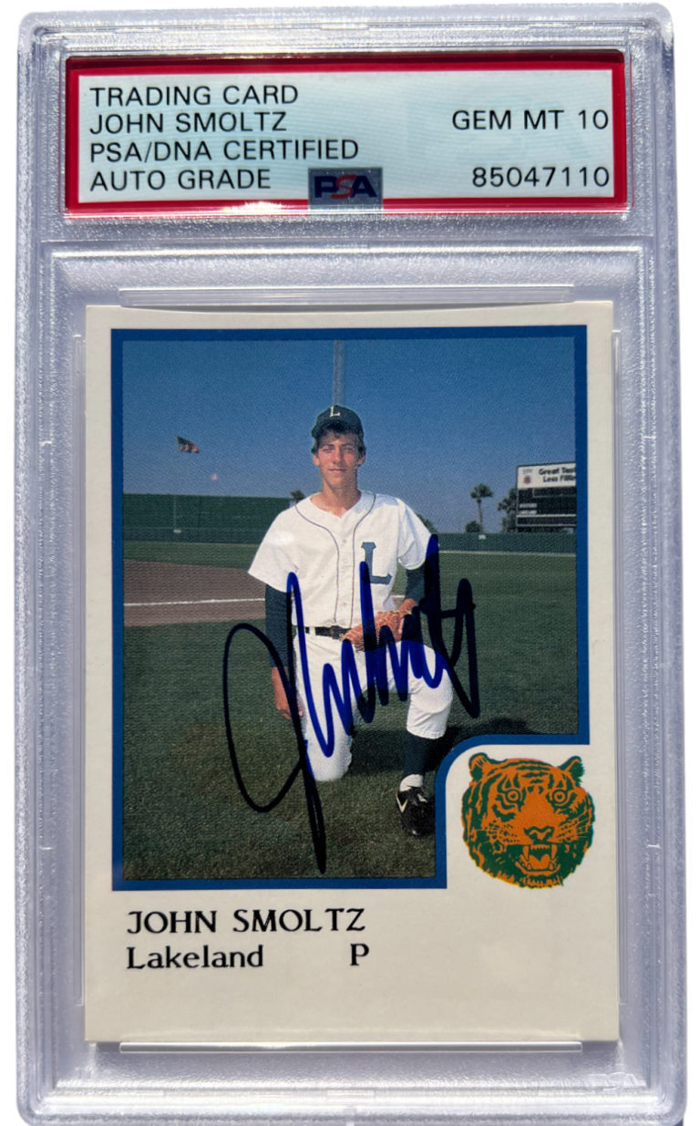 JOHN SMOLTZ SIGNED 1986 PROCARDS ROOKIE CARD LAKELAND TIGERS RC AUTO 10 PSA/DNA COLLECTIBLE MEMORABILIA