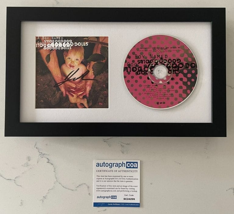 JOHNNY RZEZNIK SIGNED A BOY NAMED GOO GOO DOLLS FRAMED CD W/EXACT PROOF COA ACOA COLLECTIBLE MEMORABILIA