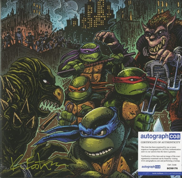 KEVIN EASTMAN SIGNED NINJA TURTLES TMNT 1991 FILM VINYL SOUNDTRACK WAXWORKS ACOA COLLECTIBLE MEMORABILIA