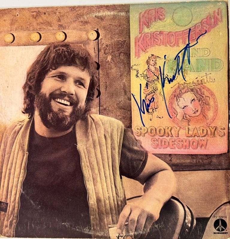 KRIS KRISTOFFERSON SIGNED AUTOGRAPH LP COVER “SPOOKY LADY’S SIDESHOW” RECORD JSA COLLECTIBLE MEMORABILIA