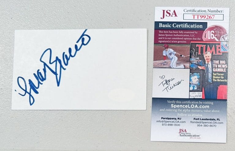 LORRAINE BRACCO SIGNED AUTOGRAPHED 3×5 CARD JSA CERTIFIED GOODFELLAS SOPRANOS COLLECTIBLE MEMORABILIA