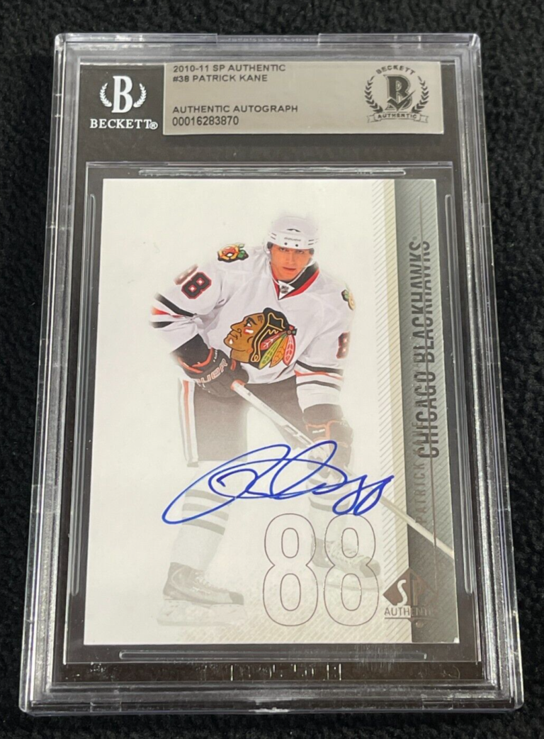 PATRICK KANE SIGNED 2010/11 SP AUTHENTIC CARD #38 BAS CERTIFIED BLACKHAWKS COLLECTIBLE MEMORABILIA
