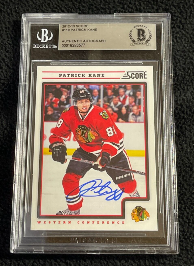PATRICK KANE SIGNED 2012/13 SCORE CARD #119 BAS CERTIFIED CHICAGO BLACKHAWKS COLLECTIBLE MEMORABILIA