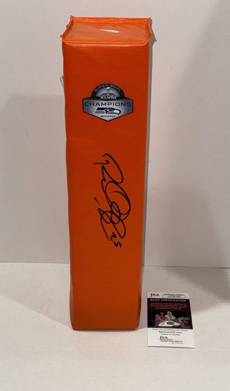 RICHARD SHERMAN SIGNED PYLON SEATTLE SEAHAWKS SUPER BOWL XLVIII JSA COA COLLECTIBLE MEMORABILIA