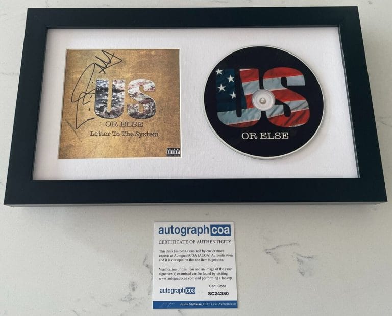 T.I. TIP SIGNED US OR ELSE LETTER TO THE SYSTEM FRAMED CD AUTOGRAPH COA ACOA COLLECTIBLE MEMORABILIA