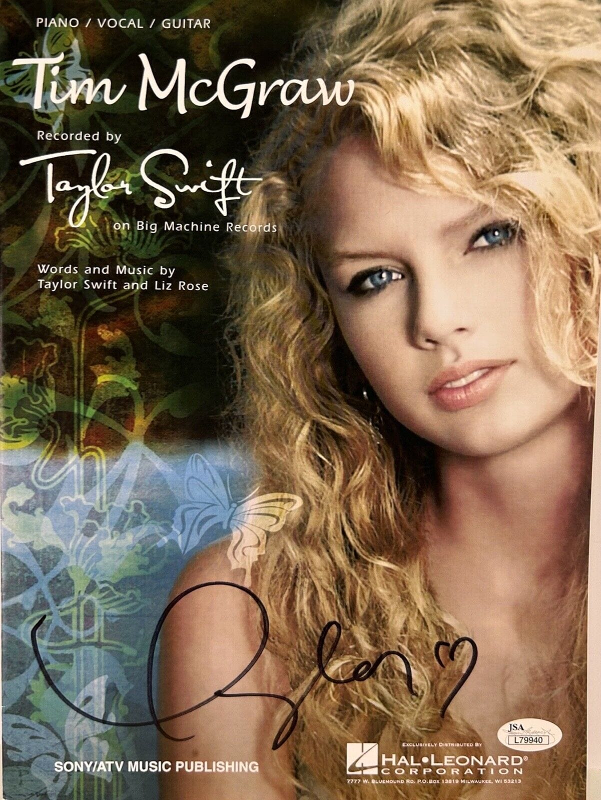 TAYLOR SWIFT Signed Autograph Sheet Music 