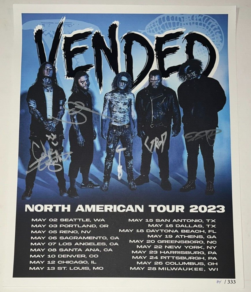 VENDED band REAL hand SIGNED & Numbered 2023 Tour poster Ltd 333 COA Slipknot