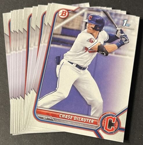 (10X) CHASE DELAUTER RC 2022 BOWMAN PAPER PROSPECTS LOT – 1ST BOWMAN ROOKIE COLLECTIBLE MEMORABILIA