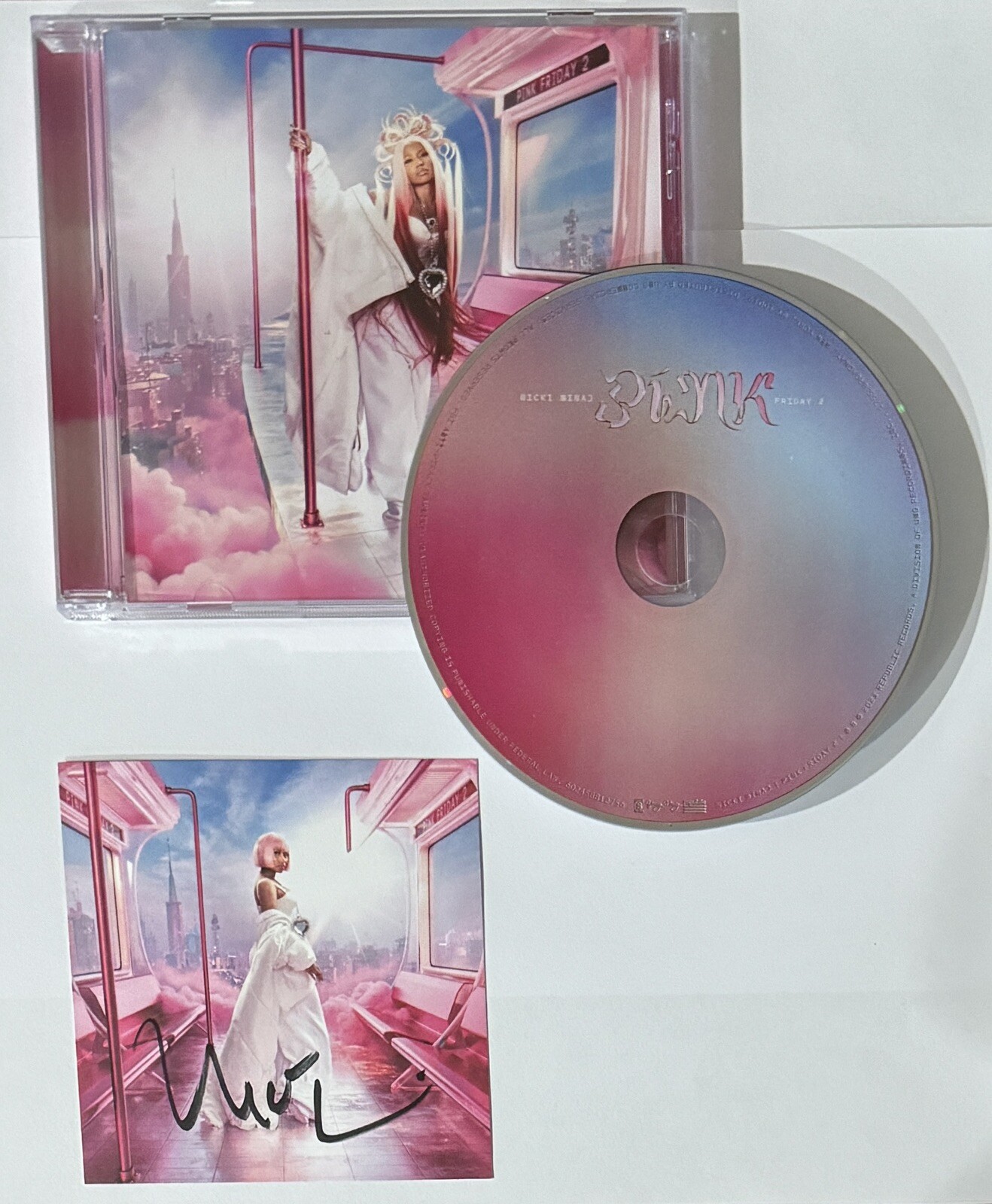Nicki Minaj Pink Friday 2 CD & SIGNED Picture Cover Art Card Autograph BAS COA