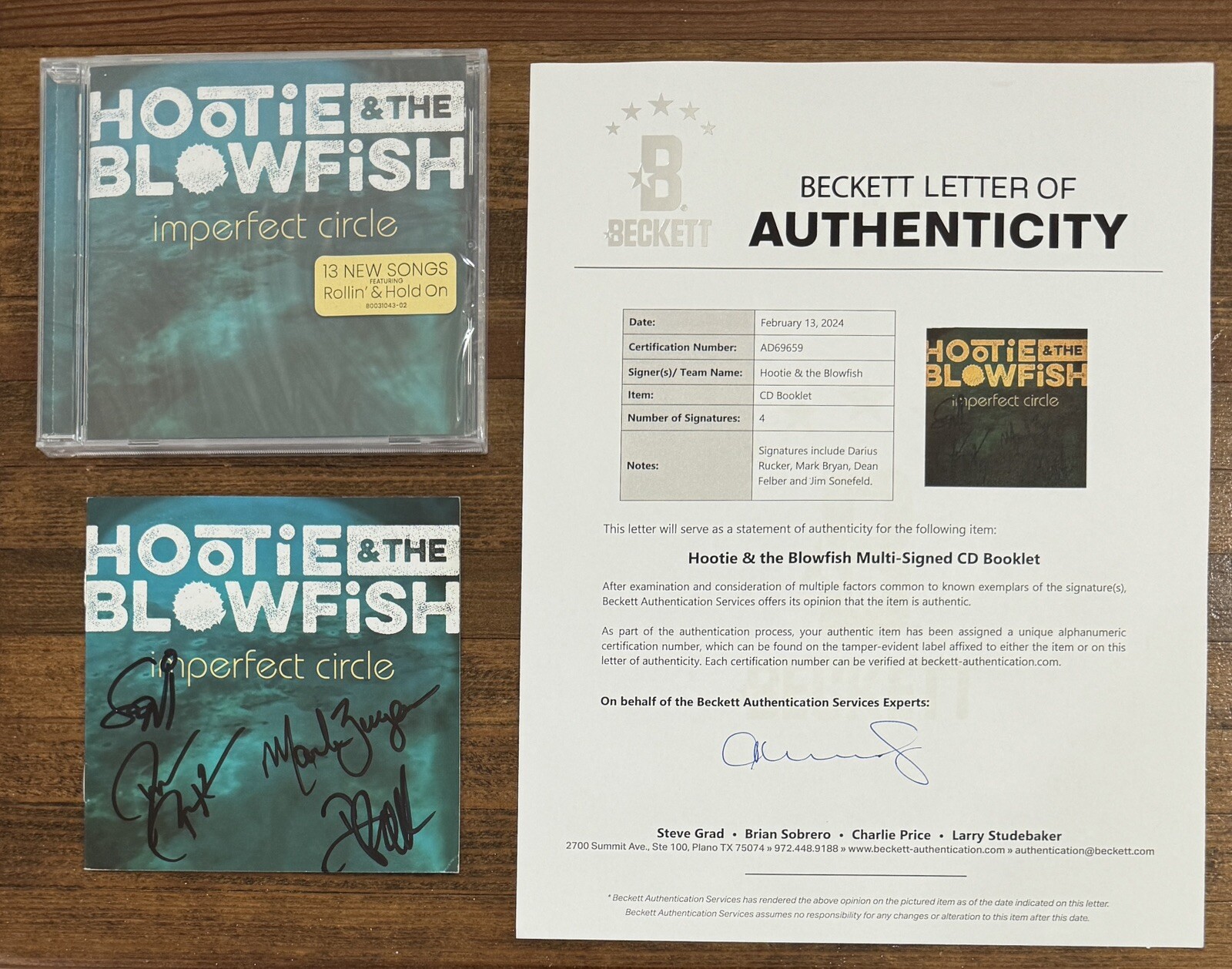 ENTIRE BAND SIGNED Hoodie And The Blowfish CD Cover Booklet BAS Beckett COA