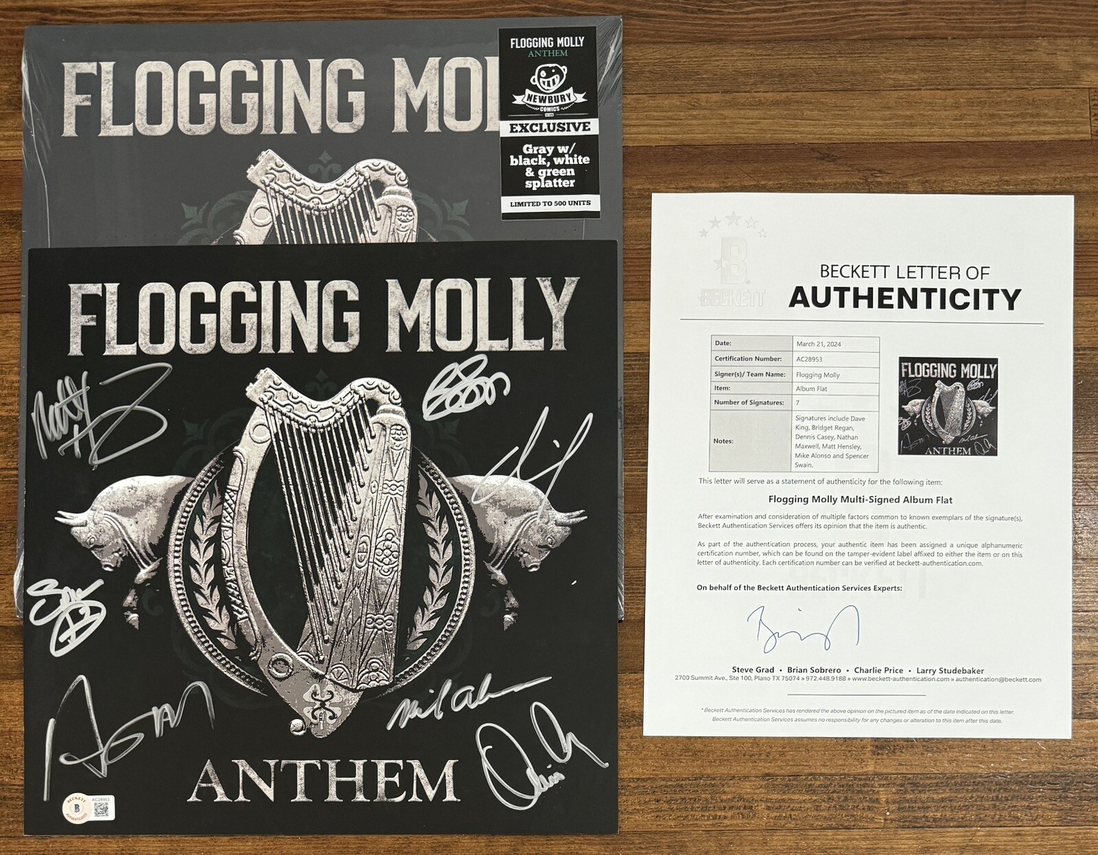SIGNED Flogging Molly Anthem Vinyl LP Autographed BAS Beckett COA Certified