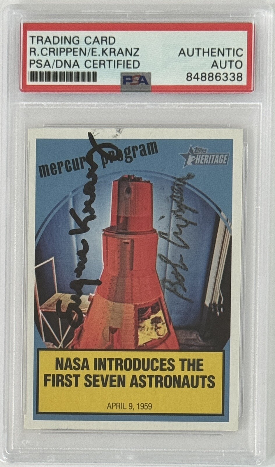 2008 Topps Heritage Bob Crippen Eugene Kranz DUAL SIGNED PSA DNA COA CARD NASA