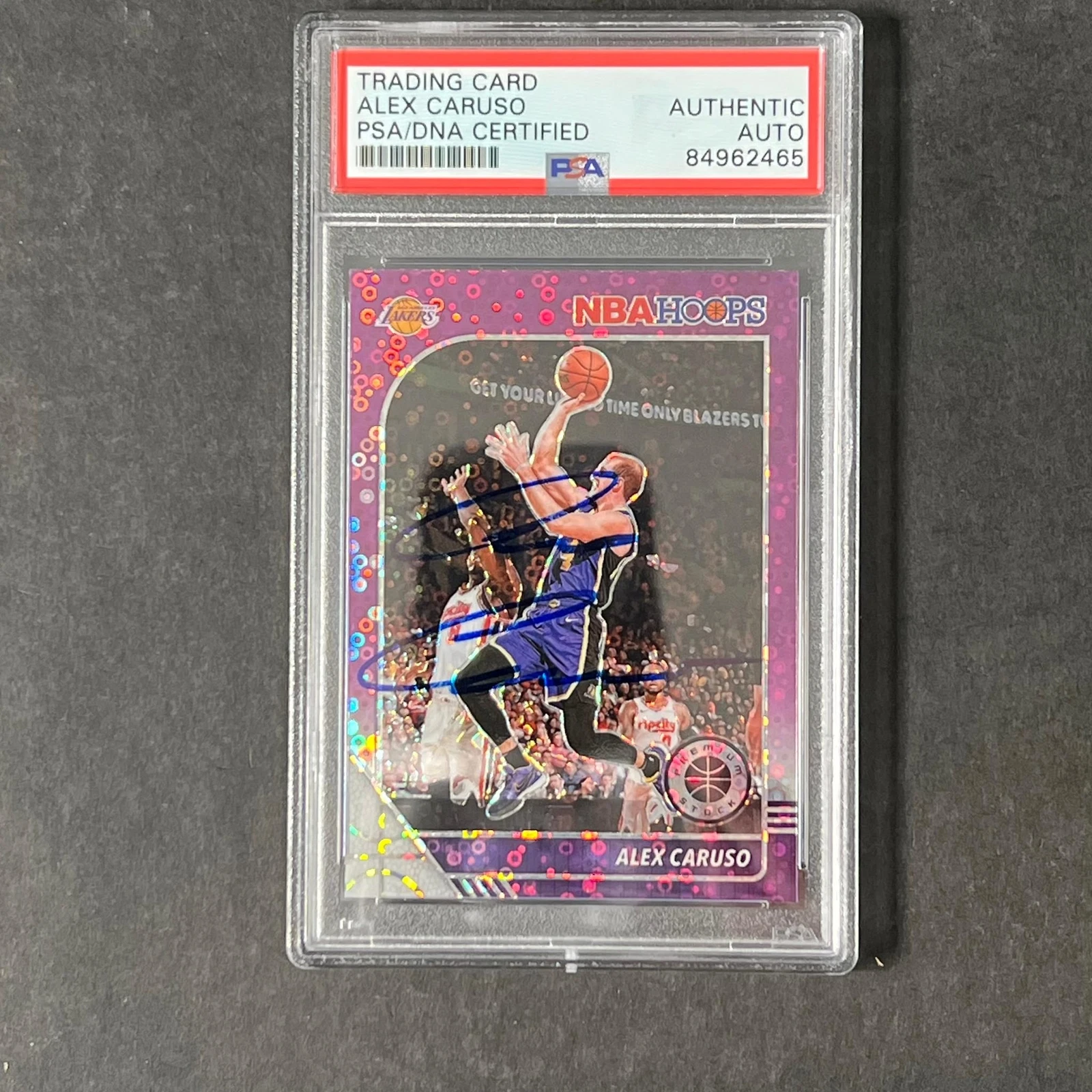 2019-20 Panini Hoops Premium Stock #5 Alex Caruso Signed Card AUTO PSA Slabbed L