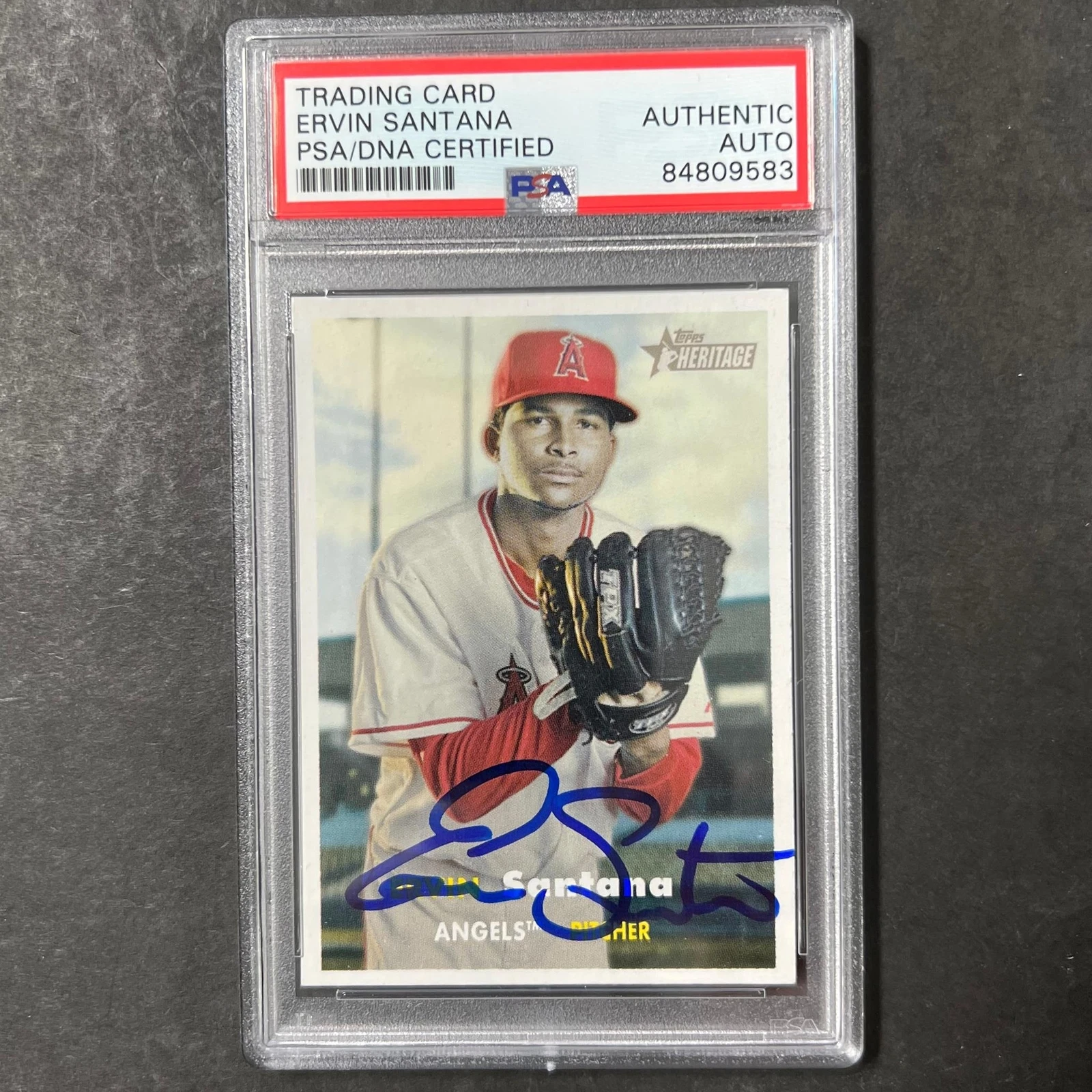 2005 Topps Heritage #452 Ervin Santana Signed Card AUTO PSA/DNA Slabbed Angels