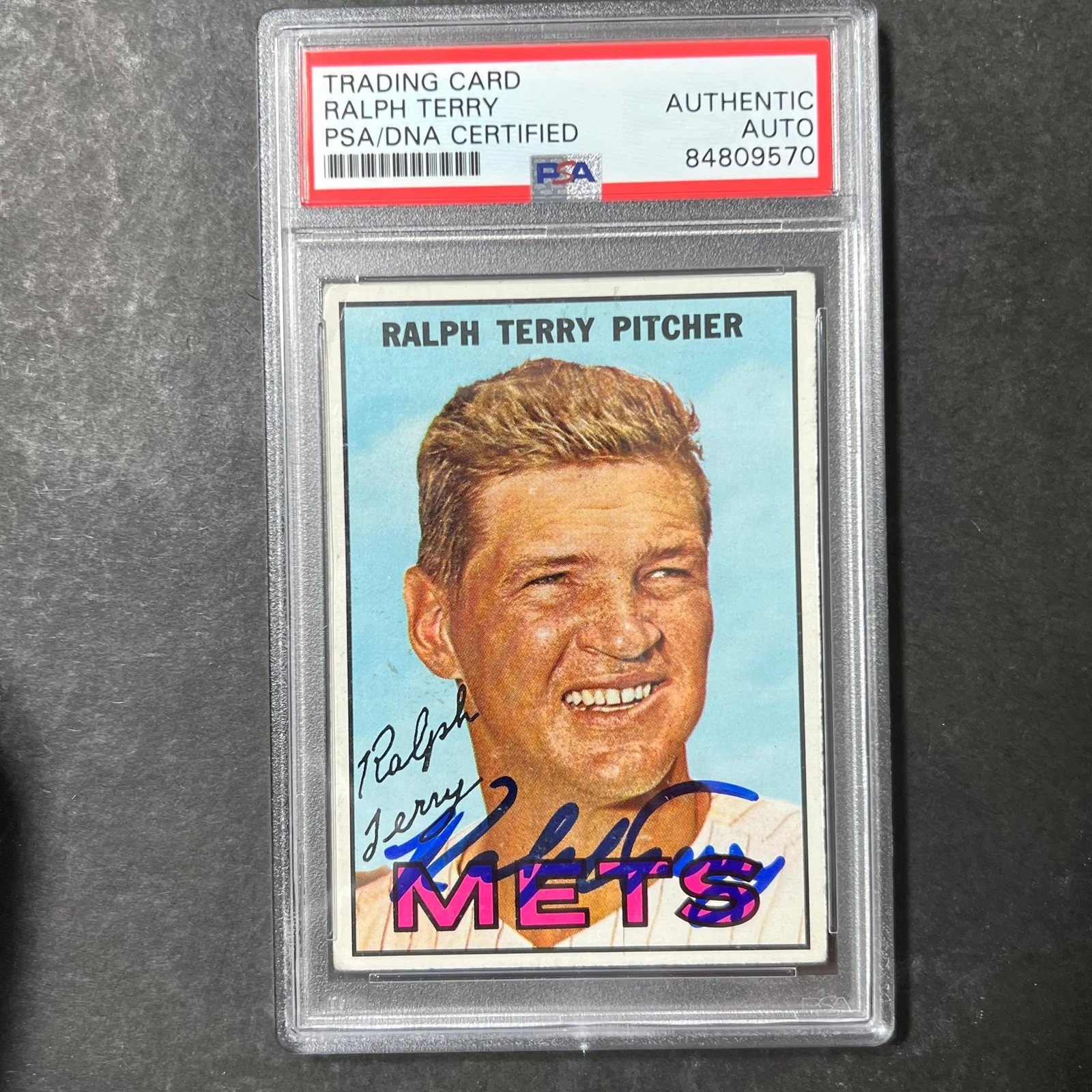 1966 Topps #59 Ralph Terry Signed Card PSA Slabbed Auto Mets