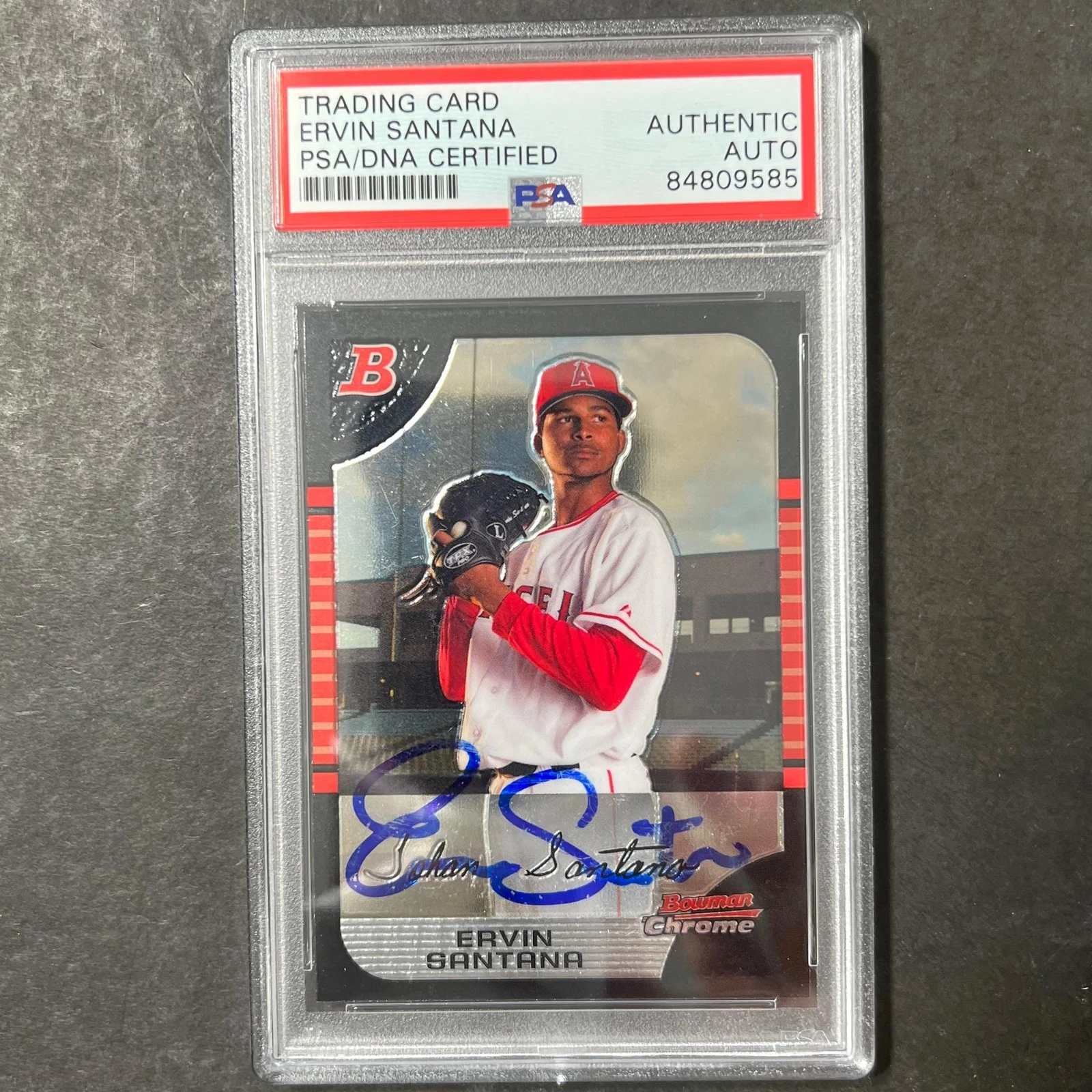 2004 Topps Bowman Chrome #BDP15 Ervin Santana Signed Card AUTO PSA/DNA Slabbed A