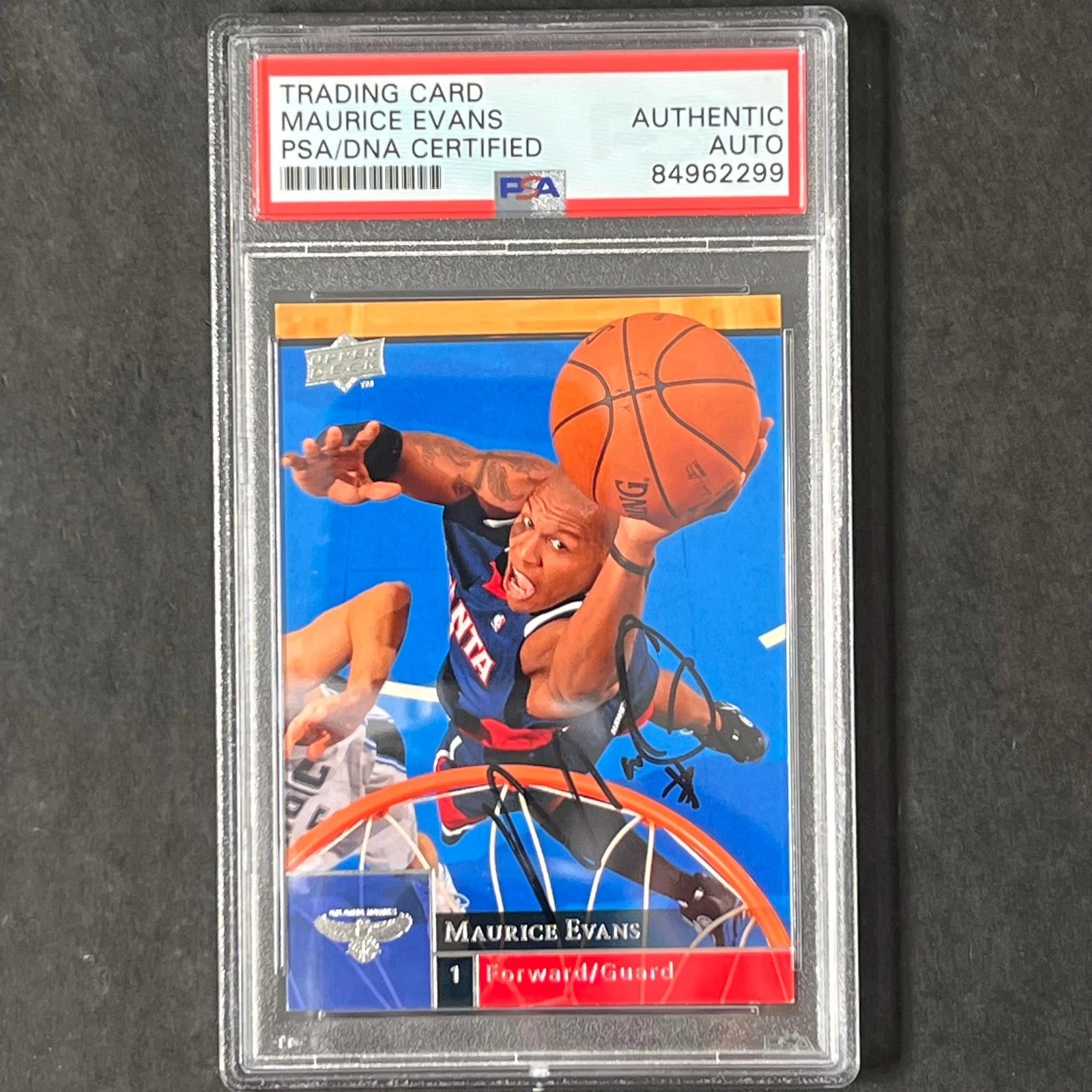 2009-10 NBA Upper Deck #6 Maurice Evans signed Card Auto PSA Slabbed Hawks
