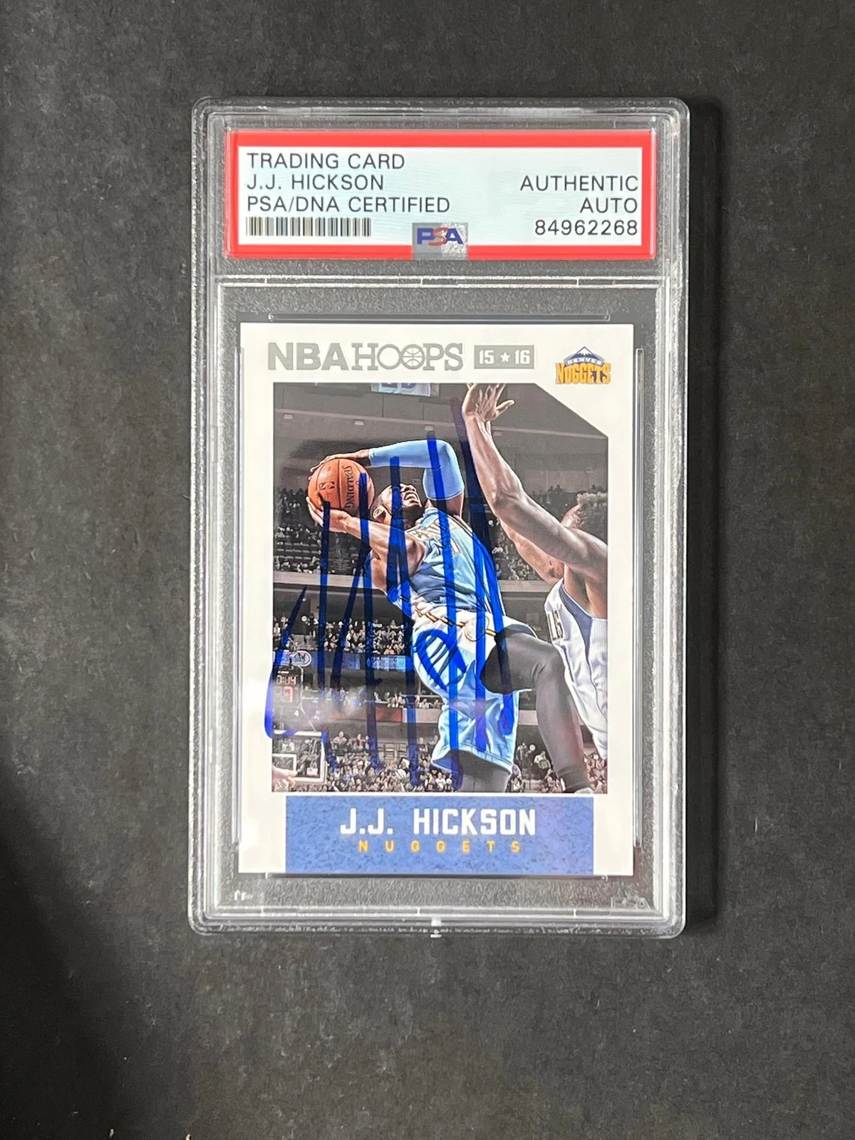 2015-16 Panini Hoops #123 J.J. Hickson Signed Card PSA Slabbed Nuggets