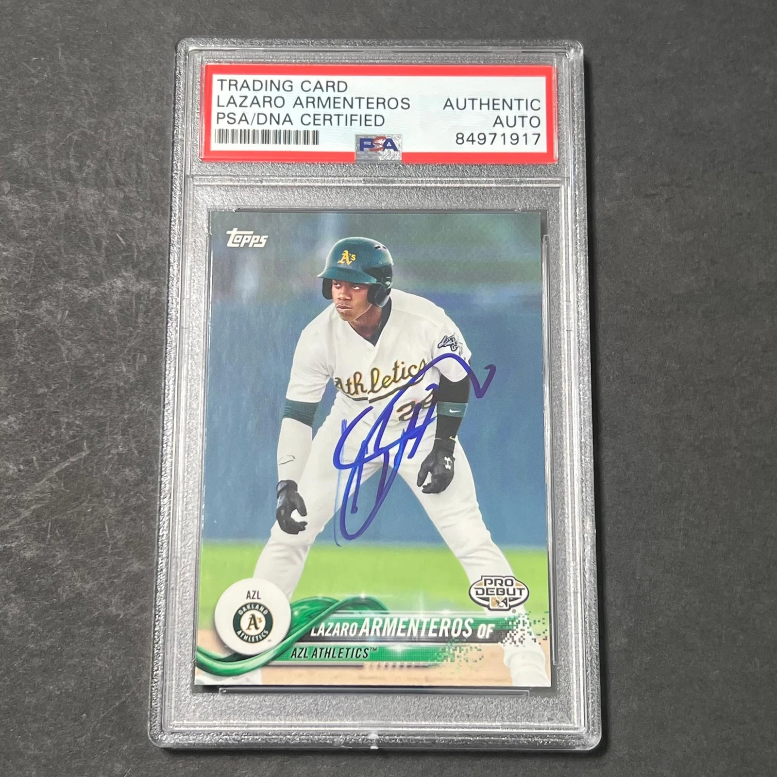 2018 Topps Pro Debut #154 Lazaro Armenteros Signed Card PSA Slabbed Auto Oakland