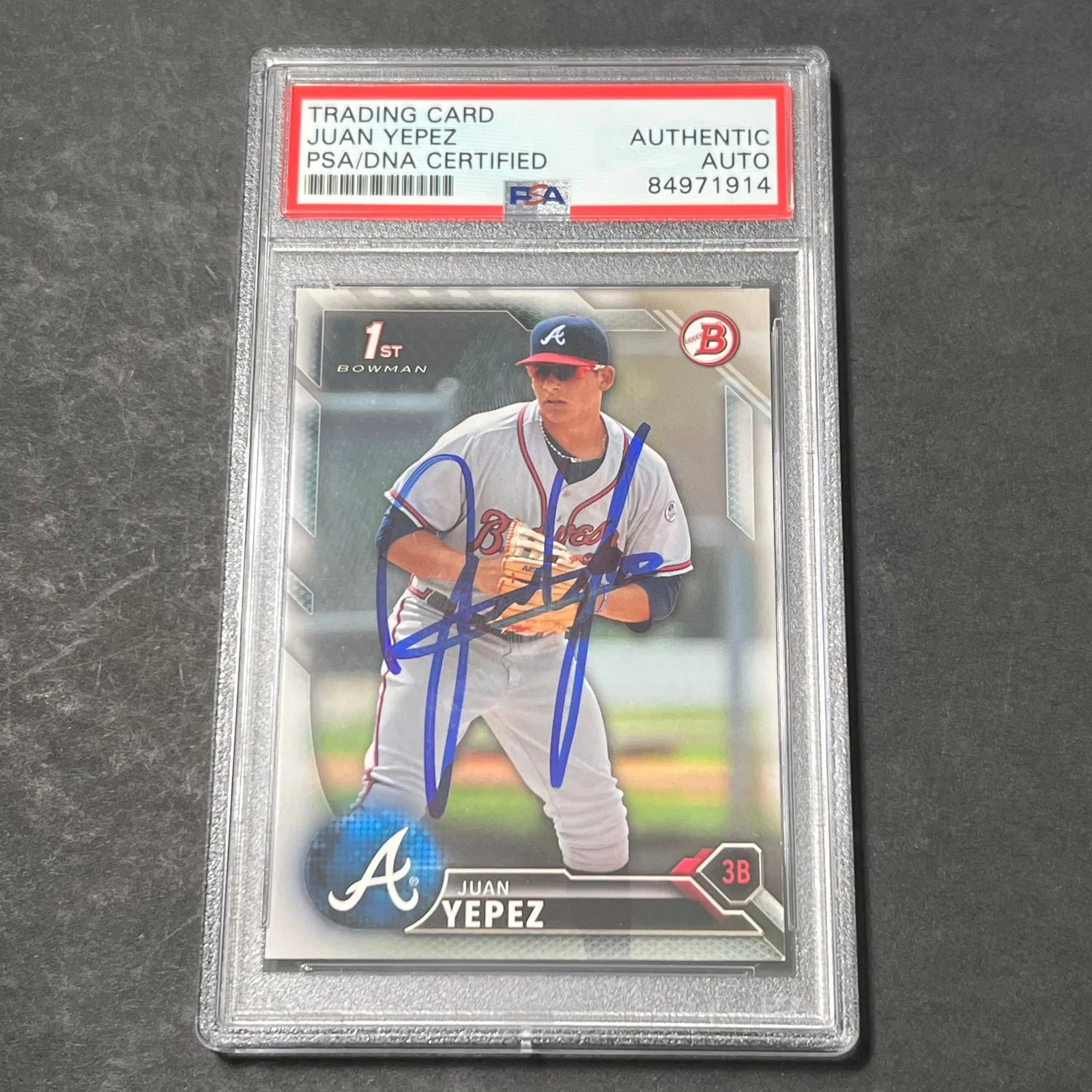 2016 Topps Bowman #BP29 Juan Yepez Signed Card AUTO PSA Slabbed Braves