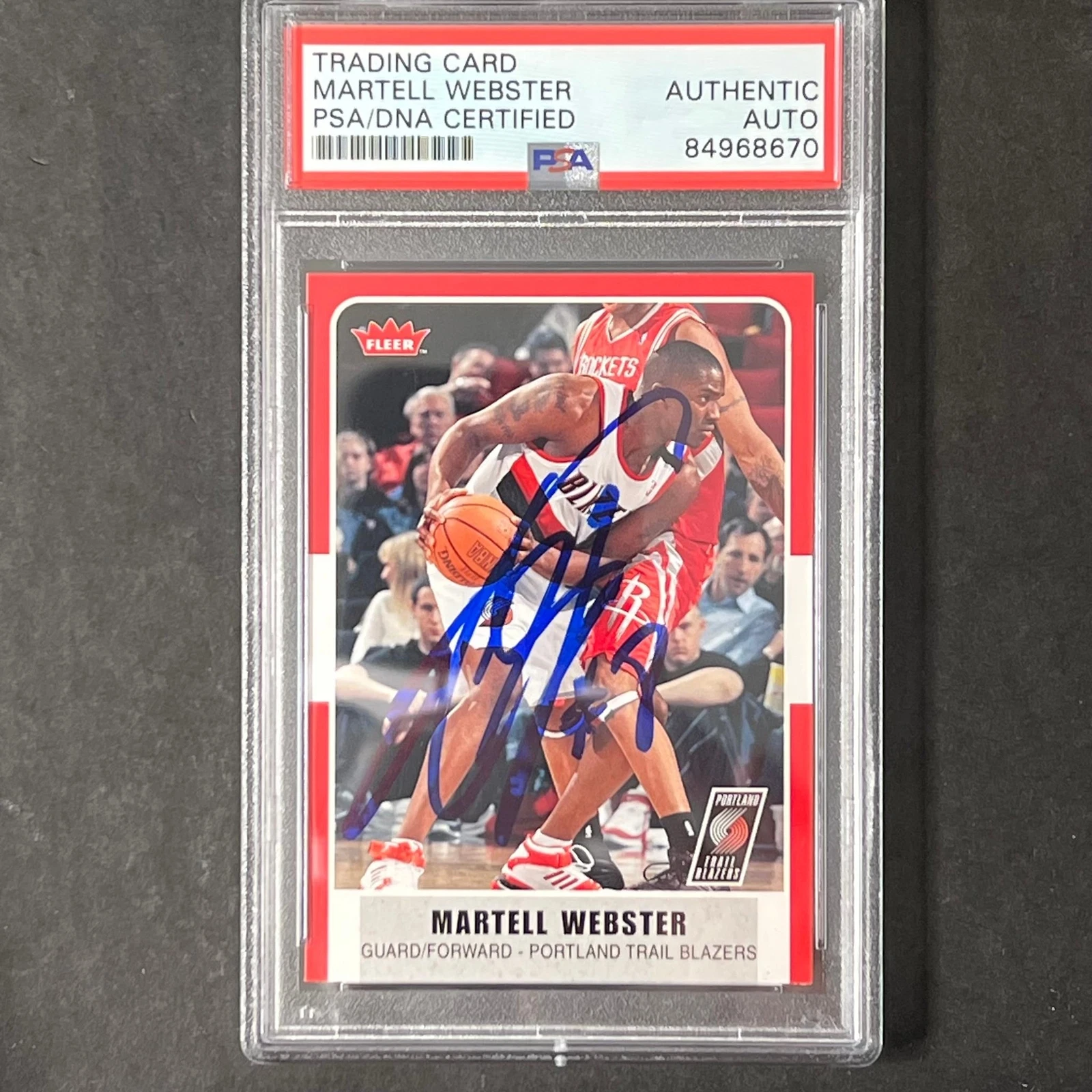 2007-08 NBA Fleer #116 Martell Webster Signed Card AUTO PSA Slabbed Trail Blazer