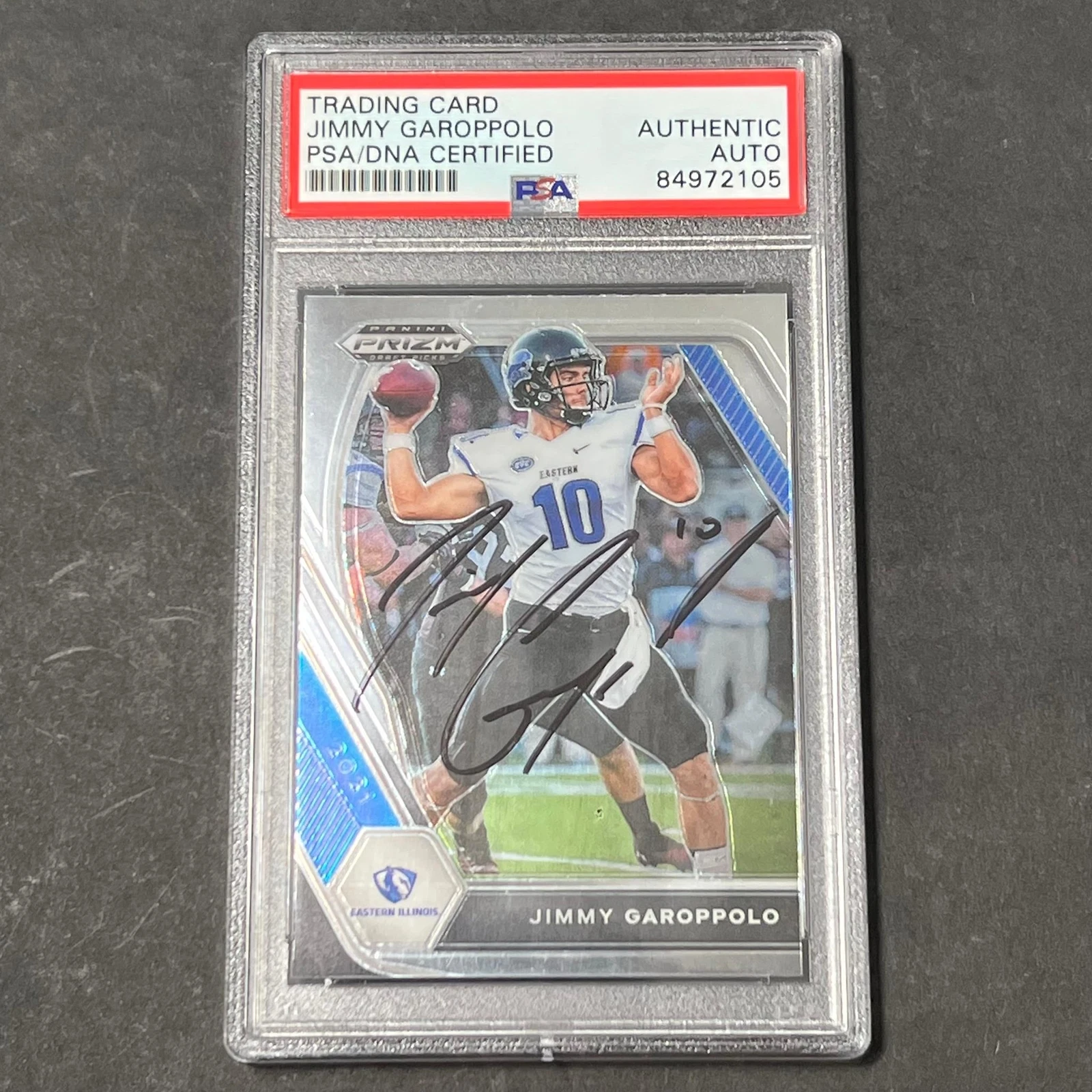 2021 Panini Prizm Draft Picks #27 Jimmy Garoppolo Signed Card AUTO PSA Slabbed 4