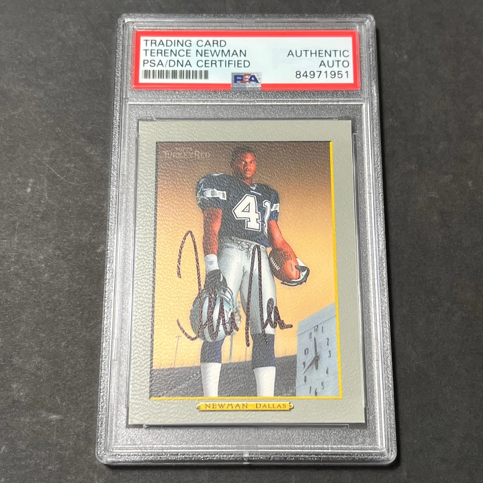 TOPPS TURKEY RED #N89 TERRANCE NEWMAN SIGNED CARD AUTO PSA SLABBED DALLAS COWBOY COLLECTIBLE MEMORABILIA
