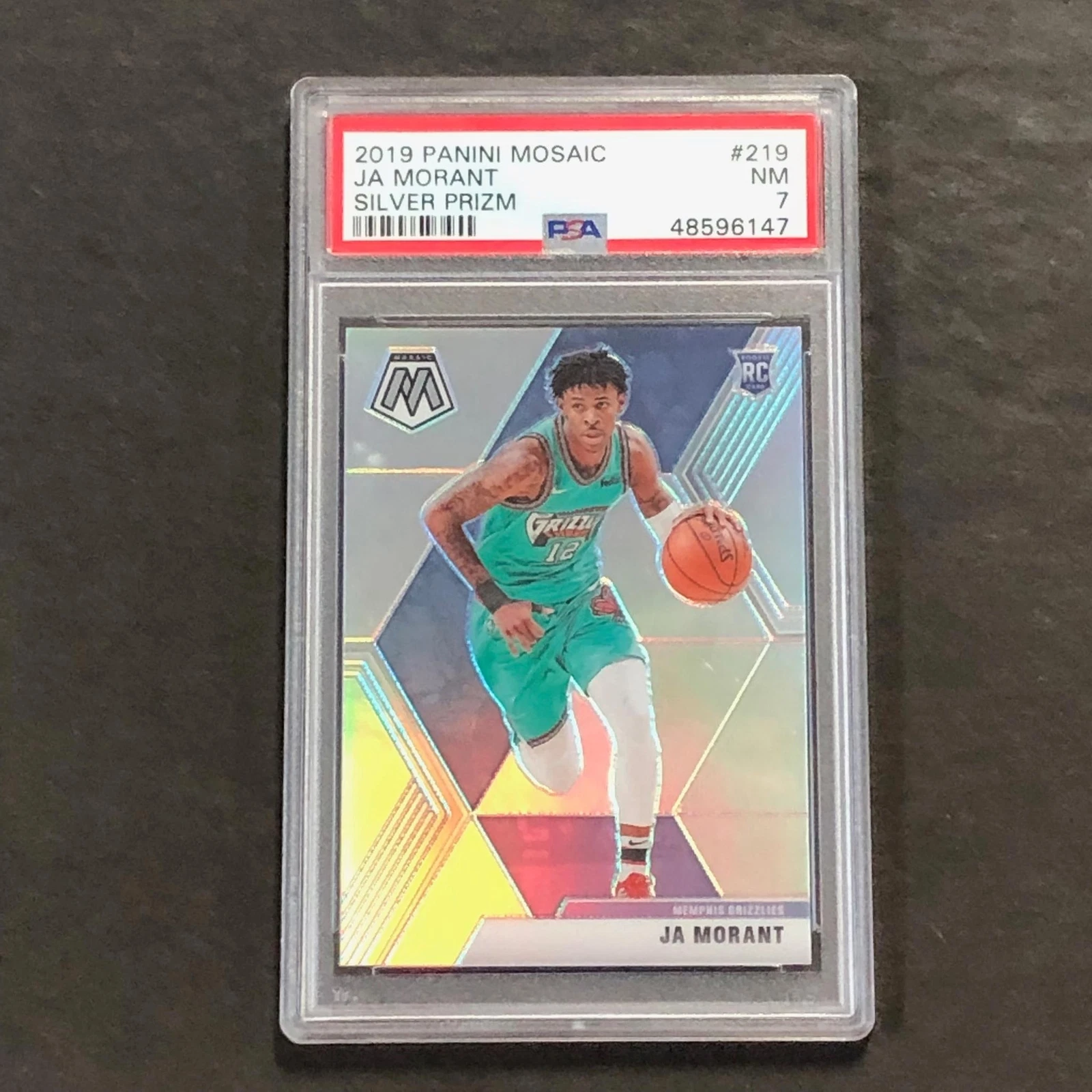 2019 Panini Mosaic #219 Ja Morant PSA NM 7 Silver Prizm