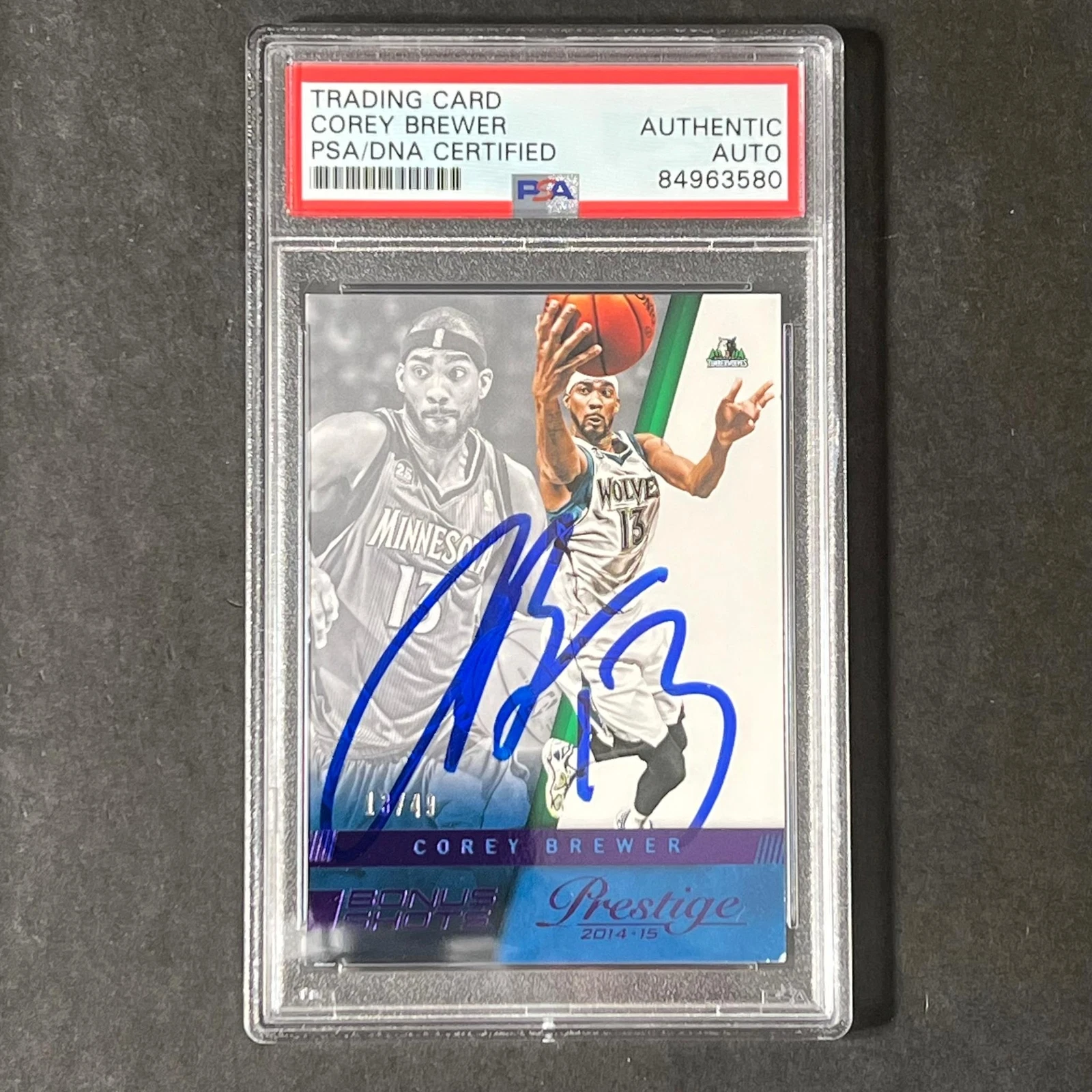 2014-15 Panini Prestige #8 Corey Brewer Signed Card AUTO PSA Slabbed Timberwolve