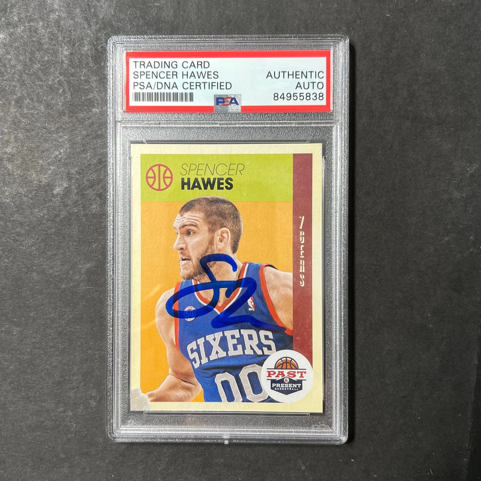 2012-13 Panini Past and Present #13 Spencer Hawes Signed Card AUTO PSA/DNA Slabb