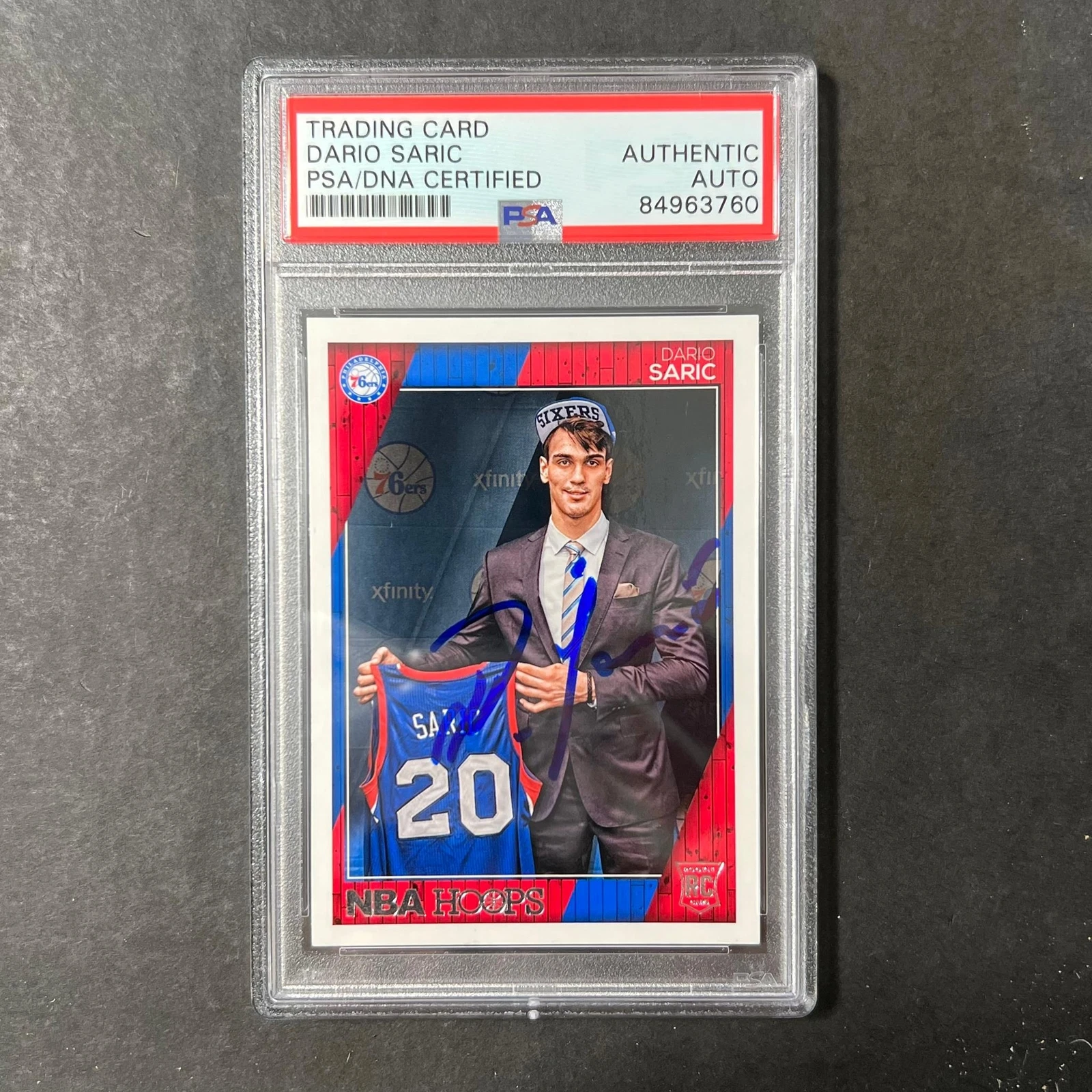 2016-17 NBA Hoops #299 Dario Saric Signed Card AUTO PSA Slabbed Philadelphia 76e