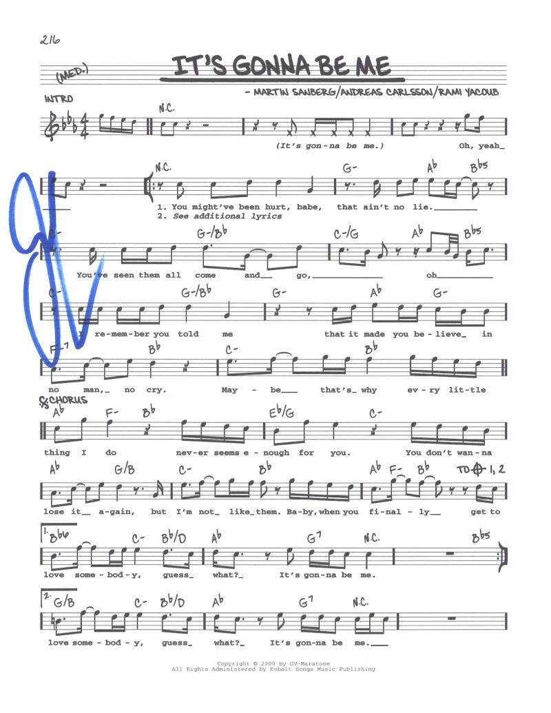 Joey Fatone NSYNC Signed Autograph It's Gonna Be Me Sheet Music - Celebrity