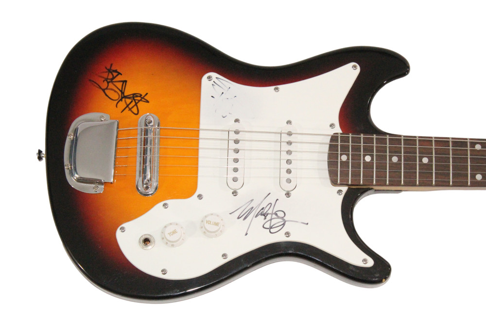 Blink-182 Band Signed Autograph Guitar Travis Barker Tom DeLonge & Mark JSA COA