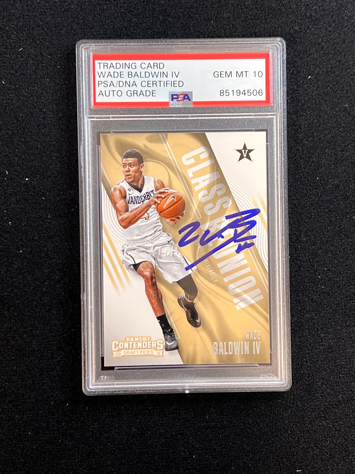 2016-17 Panini Contenders Draft Picks #17 Wade Baldwin IV Signed Card AUTO 10 PS