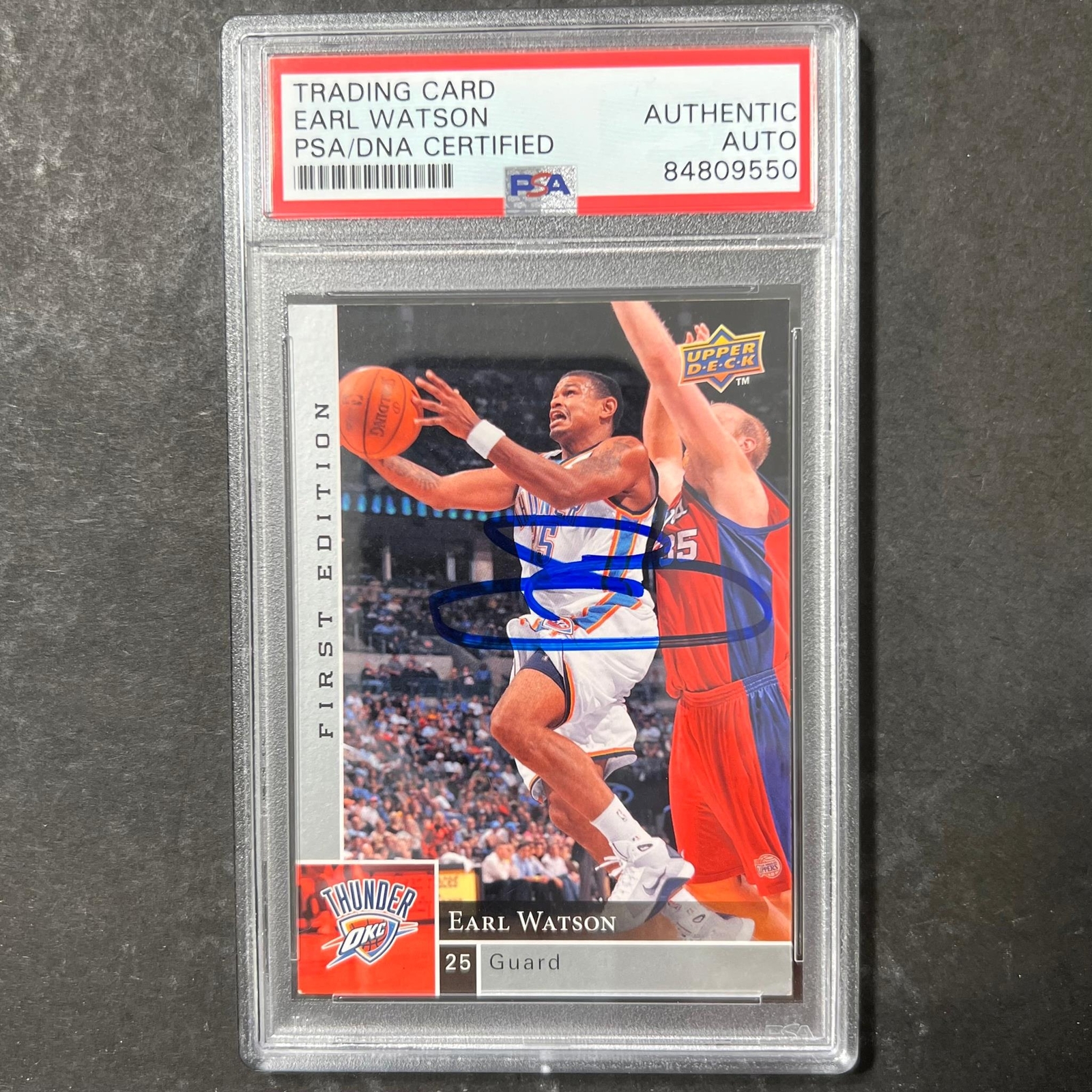 2009-10 NBA FIRST EDITION #123 EARL WATSON SIGNED CARD AUTO PSA SLABBED THUNDER COLLECTIBLE MEMORABILIA