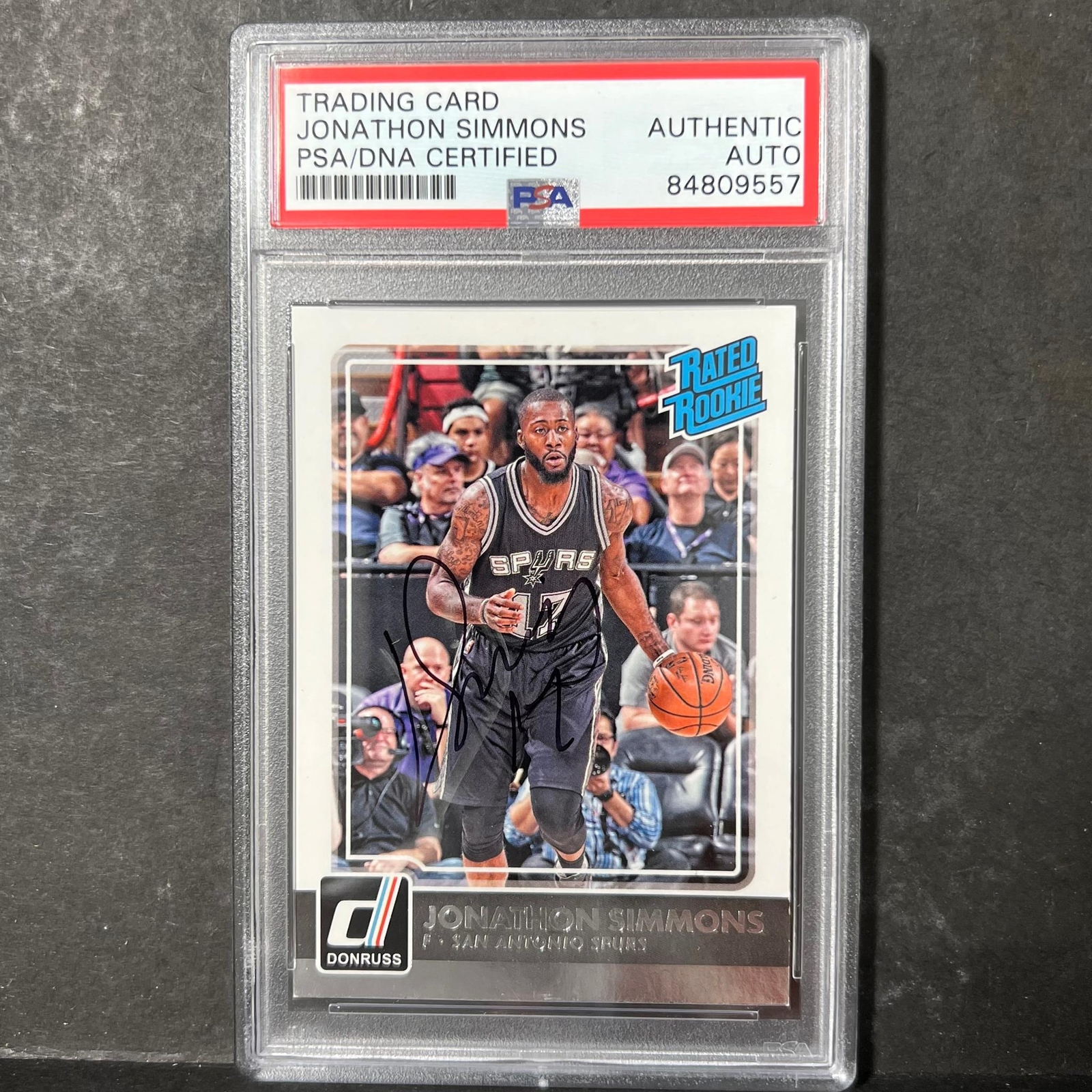 2015-16 Panini Donruss #228 Jonathan Simmons Signed Card AUTO PSA Slabbed RC Spu