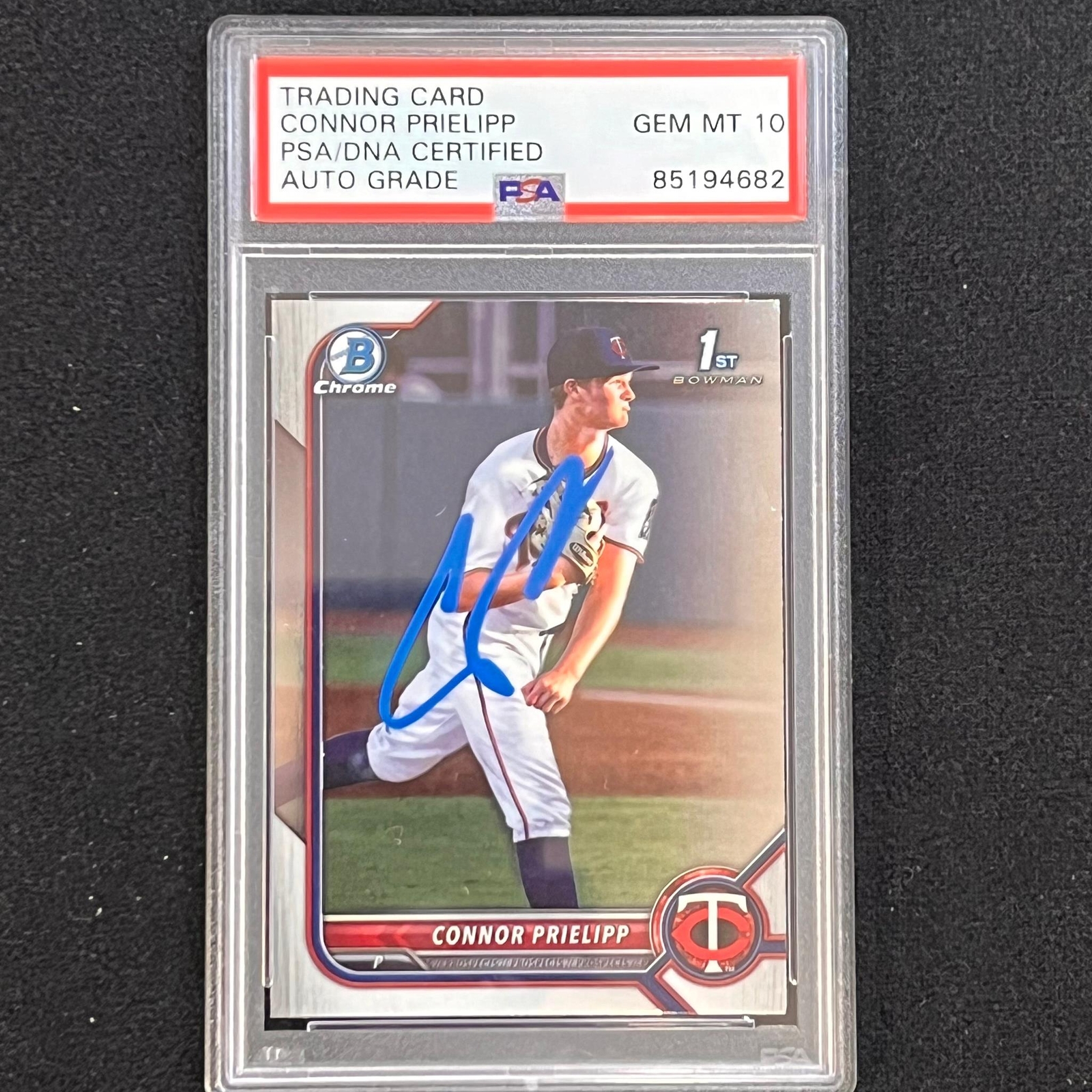 2021 Bowman Chrome #BDC-8 Connor Prielipp Signed Card PSA Auto 10 Slabbed Twins