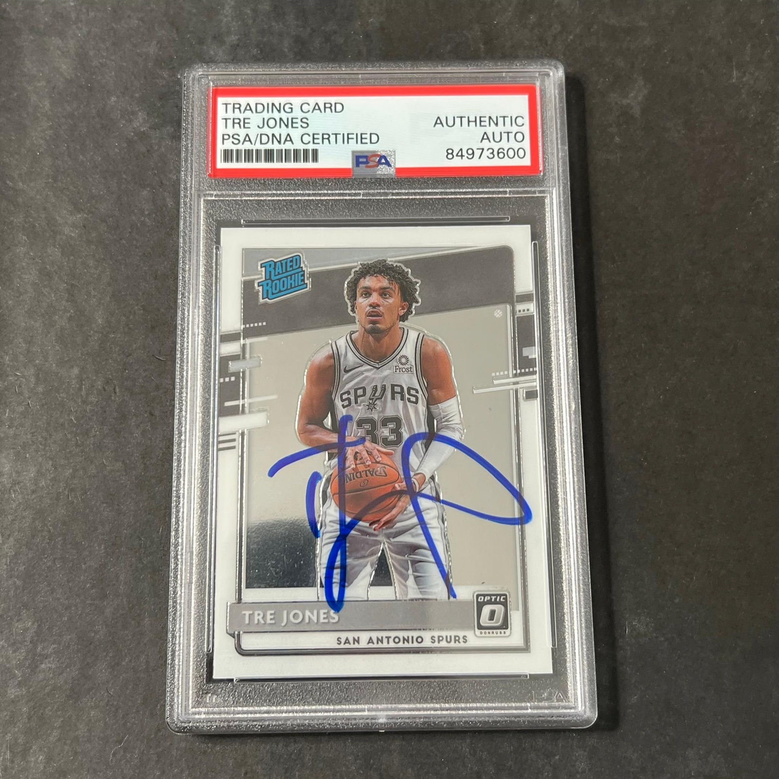 2020-2021 Panini Donruss Optic #186 Tre Jones Signed Card AUTO PSA/DNA Slabbed R